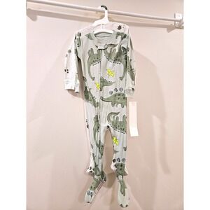 Carters 18M Dinosaur Footed Pajamas 2 Pack Green Grey Cotton NEW